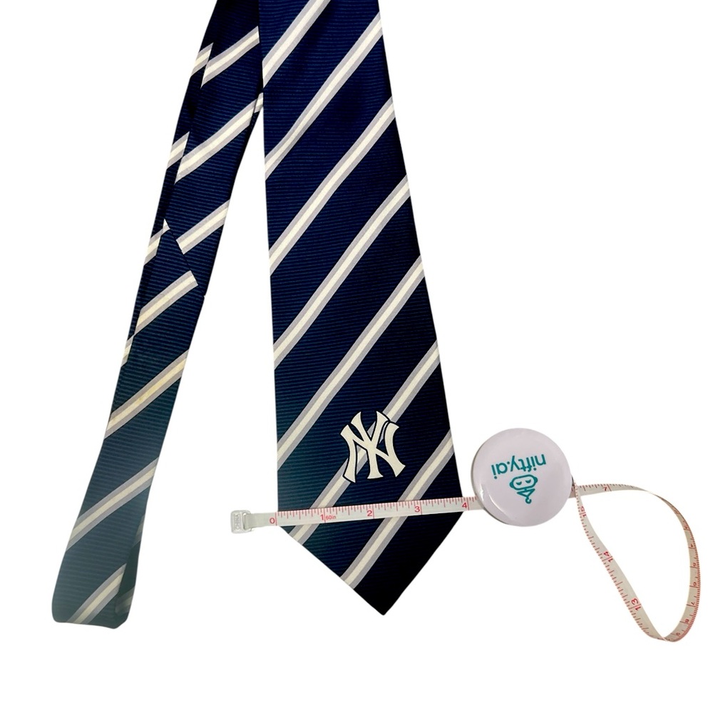 MLB Dark Blue and White Diagonal Stripe Tie - Picture 2 of 3
